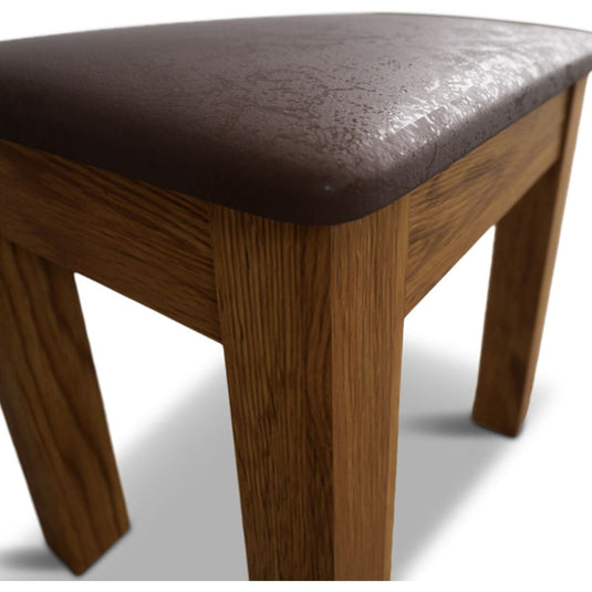 Brantham Rustic Solid Oak And Leather Dressing Table Stool Stool Brantham Rustic 