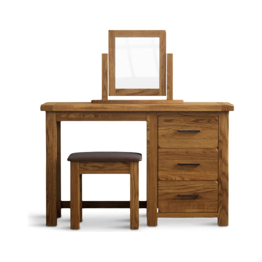 Brantham Rustic Solid Oak 3 Drawer Dressing Table Set Dressing Table Sets Country Rustic 