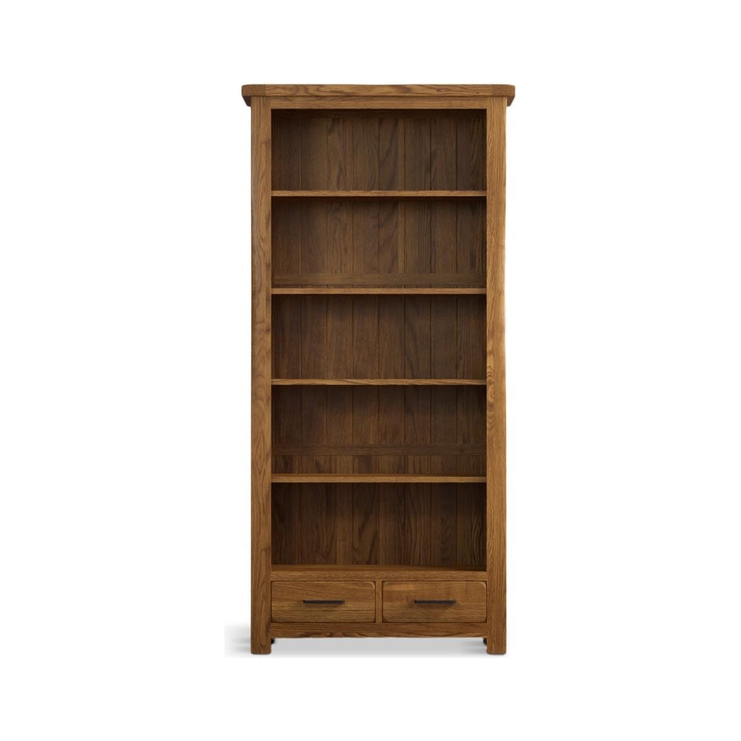 Harleston Rustic Solid Oak Large Bookcase | Furniture 48