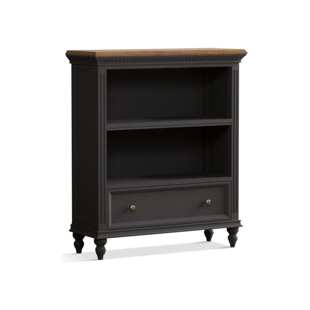 Philippe Oak and Charcoal Grey Painted Low Bookcase