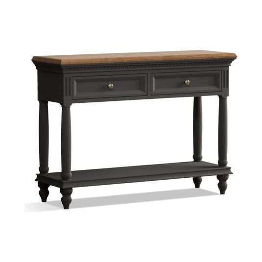 Philippe Oak and Charcoal Grey Painted Console Table