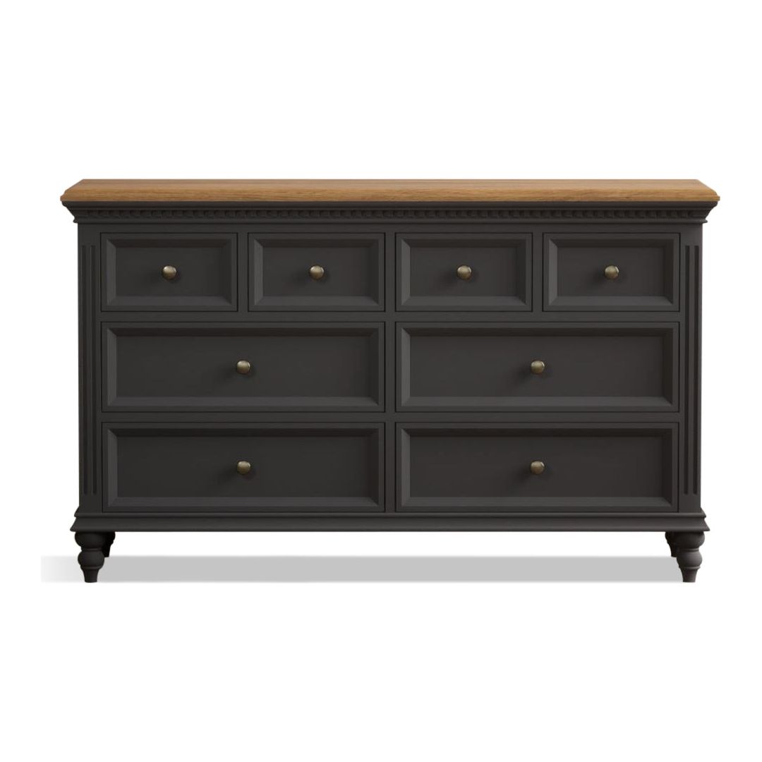 Oak Charcoal Grey Painted Wide Chest Drawers