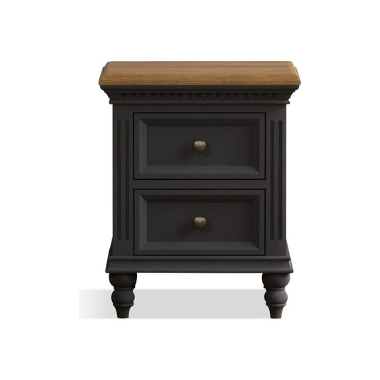 Philippe Oak and Charcoal Grey Painted 2 Drawer Bedside Chest