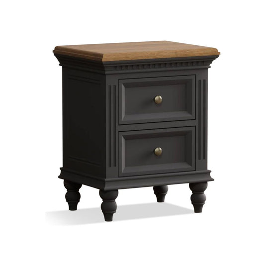 Philippe Oak and Charcoal Grey Painted 2 Drawer Bedside Chest