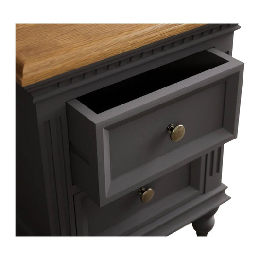 Philippe Oak and Charcoal Grey Painted 2 Drawer Bedside Chest