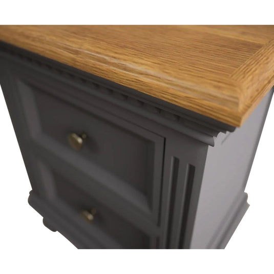 Philippe Oak and Charcoal Grey Painted 2 Drawer Bedside Chest