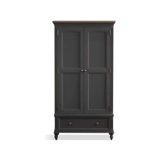 Philippe Oak and Charcoal Grey Painted Double Wardrobe