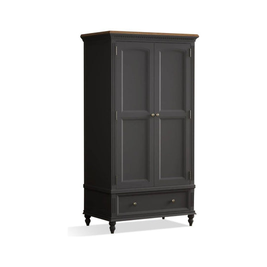 Philippe Oak and Charcoal Grey Painted Double Wardrobe