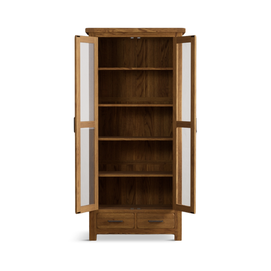 Harleston Rustic Solid Oak Glazed Display Cabinet