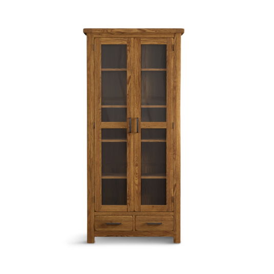 Harleston Rustic Solid Oak Glazed Display Cabinet