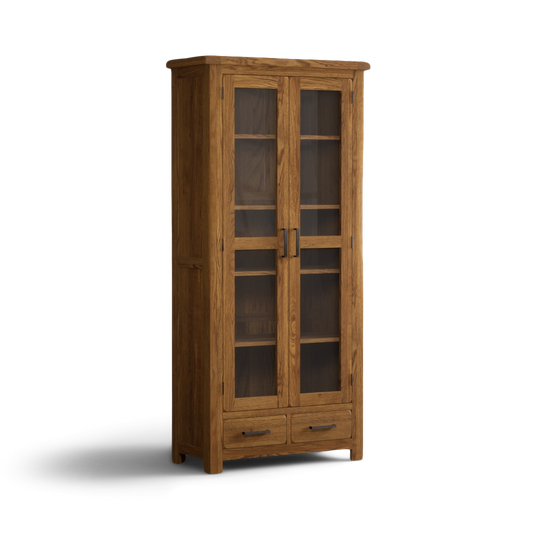 Harleston Rustic Solid Oak Glazed Display Cabinet