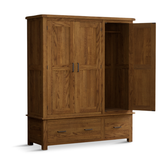 Harleston Rustic Solid Oak Triple Wardrobe