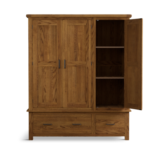 Harleston Rustic Solid Oak Triple Wardrobe