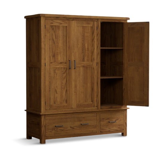 Harleston Rustic Solid Oak Triple Wardrobe