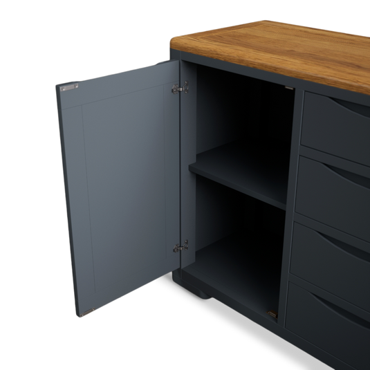 Blair Dark Blue Painted and Rustic Top Large Sideboard