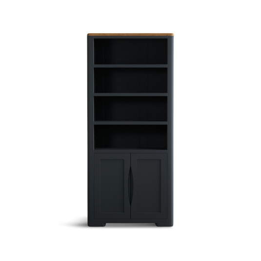 Blair Dark Blue Painted and Rustic Top Tall Bookcase