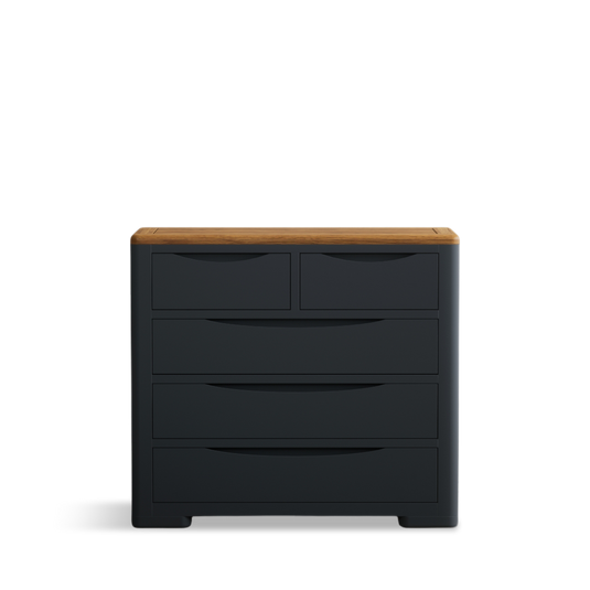 Blair Dark Blue Painted and Rustic Top 2 Over 3 Chest Of Drawers