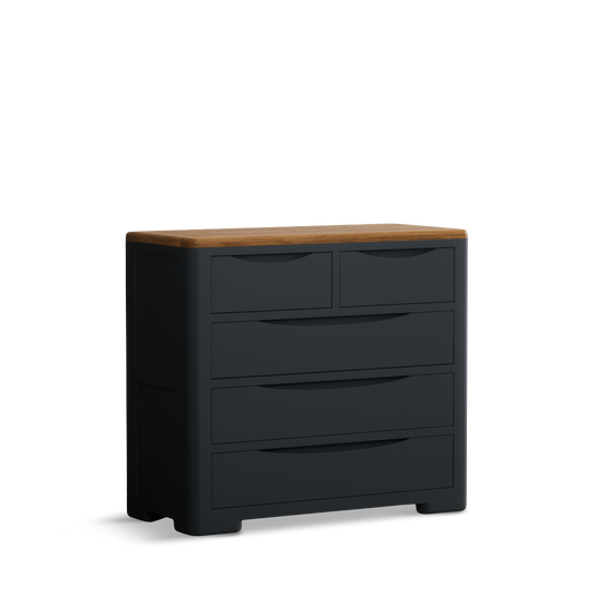 Blair Dark Blue Painted and Rustic Top 2 Over 3 Chest Of Drawers