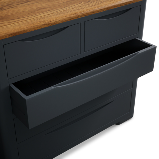 Blair Dark Blue Painted and Rustic Top 2 Over 3 Chest Of Drawers