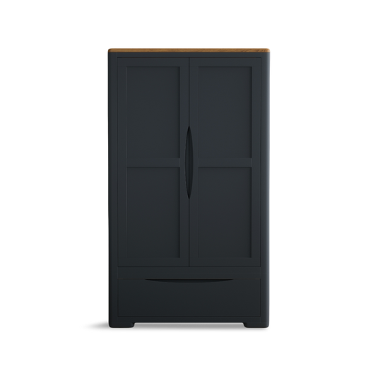 Blair Dark Blue Painted and Rustic Top Double Wardrobe