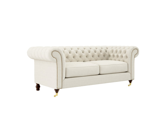 Kensington Chesterfield Ivory Linen 2 Seater Sofa