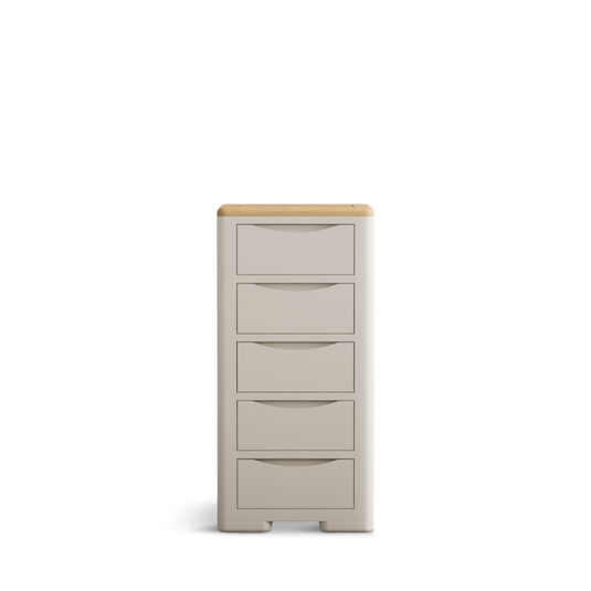 Canberra Soft White Painted 5 Drawer Tallboy