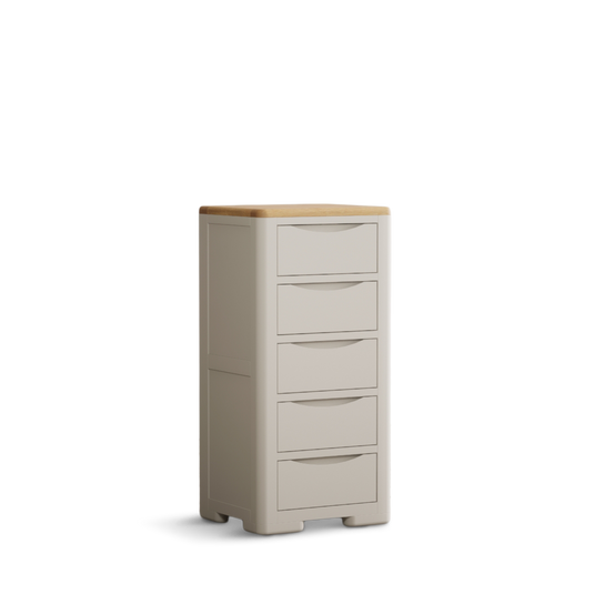 Canberra Soft White Painted 5 Drawer Tallboy
