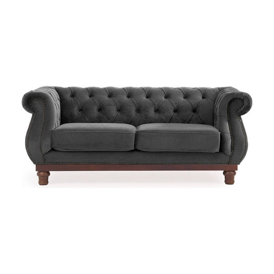 Eton Chesterfield Dark Grey Velvet 2 Seater Sofa Sofa Eton 