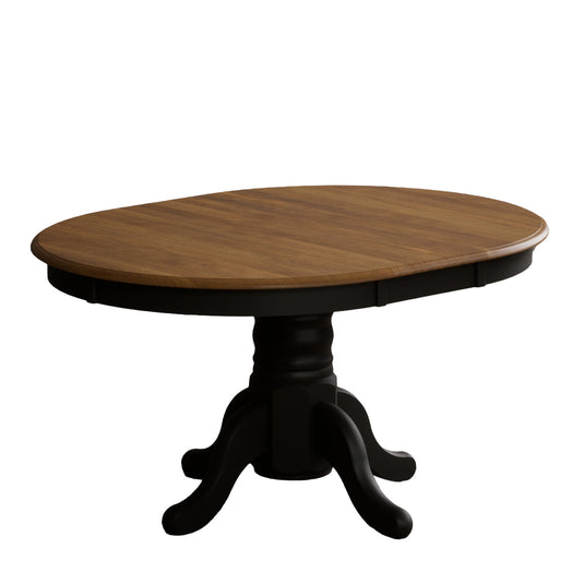 Extending Whatley 100cm-130cm Oak and Black Painted Pedestal Dining Table