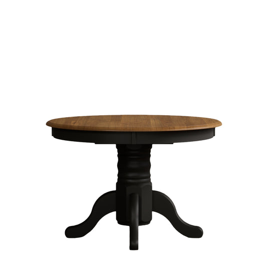 Extending Whatley 100cm-130cm Oak and Black Painted Pedestal Dining Table