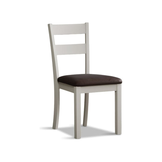 Faversham Signal White Painted Chairs with Chocolate Brown Fabric Seat Pad (Pair) Dining Chair Faversham 