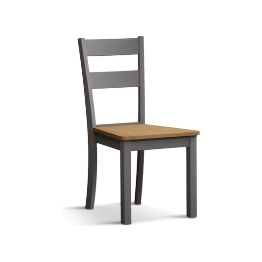 Faversham Light Grey Painted Chairs with Oak Seat Pad (Pair) Dining Chair Faversham 