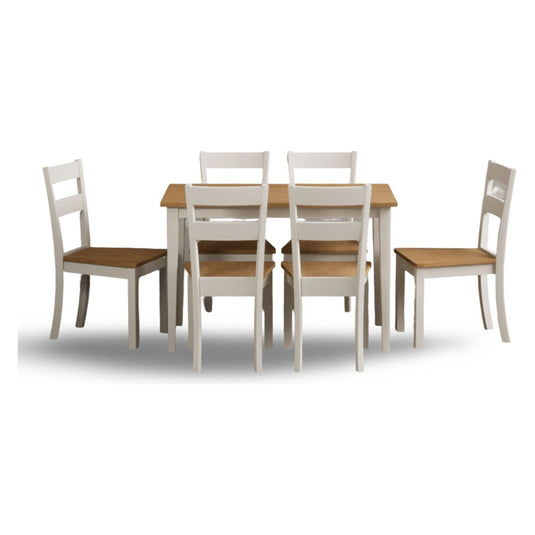 Faversham 115cm Solid Oak and Cream Dining Table with Cream Chairs