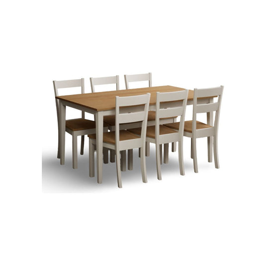 Faversham 150cm Solid Oak and Cream Dining Set with Cream Chairs