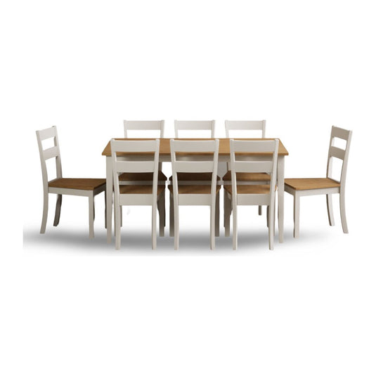 Faversham 150cm Solid Oak and Cream Dining Set with Cream Chairs