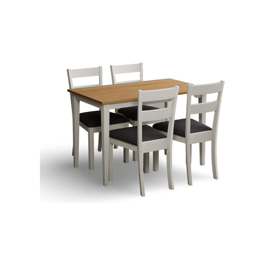 Faversham 115cm Solid Oak and Signal White Dining Table with Signal White Chairs