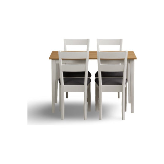 Faversham 115cm Solid Oak and Signal White Dining Table with Signal White Chairs