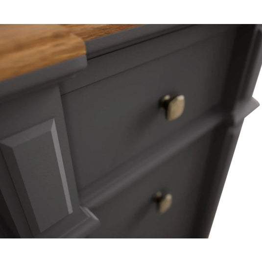 Bewley Oak and Charcoal Grey Painted 5 Drawer Tallboy