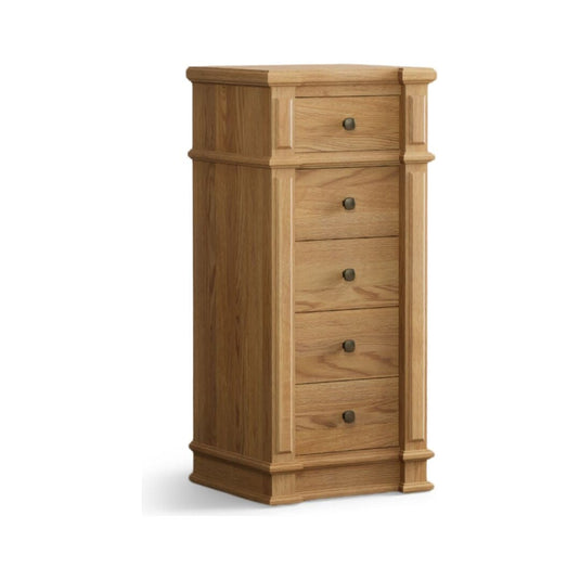 Bewley Solid Oak 5 Drawer Tallboy Storage Bewley 