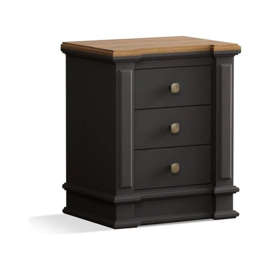 Bewley Oak and Charcoal Grey Painted 3 Drawer Bedside Chest