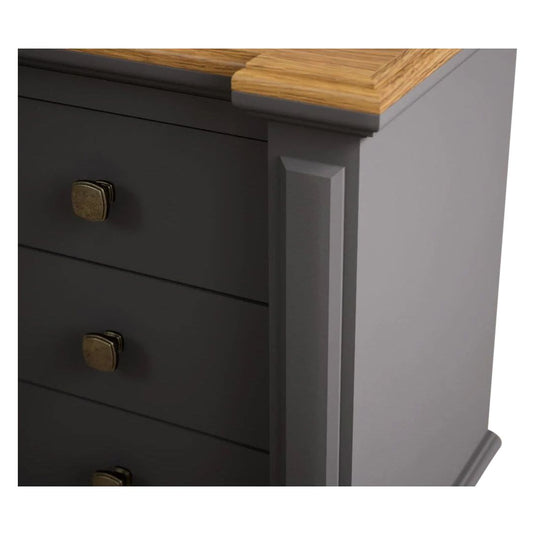 Bewley Oak and Charcoal Grey Painted 3 Drawer Bedside Chest