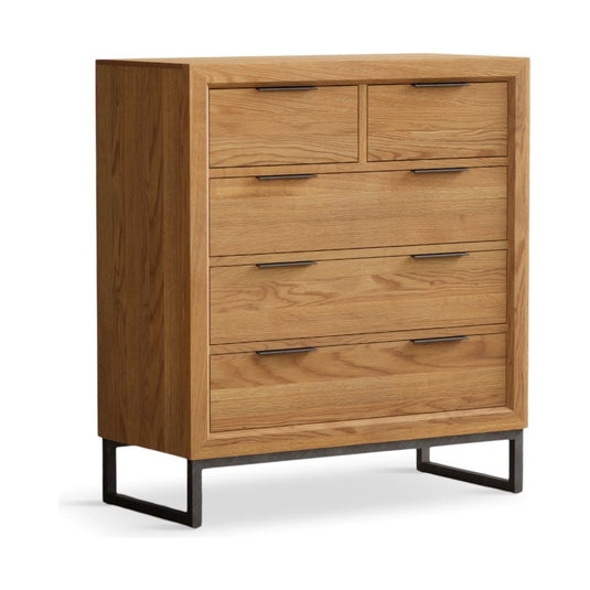 Loft Solid Oak 2 Over 3 Chest of Drawers Chest of Drawers Loft 