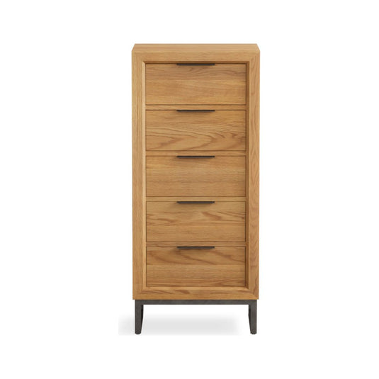 Attica Solid Oak 5 Drawer Tallboy