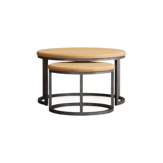 Loft Solid Oak Round Nest of Tables Nest of Tables Loft 