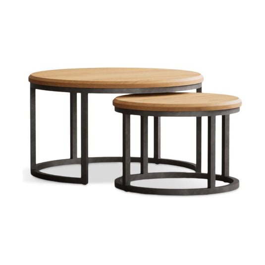 Loft Solid Oak Round Nest of Tables Nest of Tables Loft 