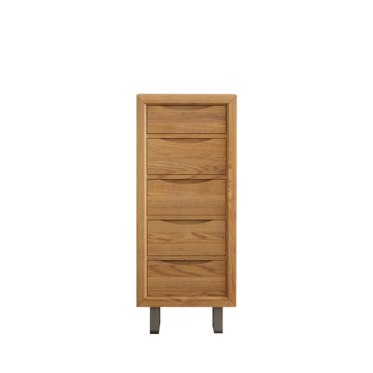 Paxton Solid Oak 5 Drawer Tallboy Chest