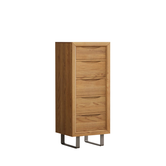 Paxton Solid Oak 5 Drawer Tallboy Chest