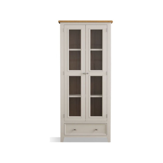 Hemsby Oak and Soft White Painted Glazed Display Cabinet