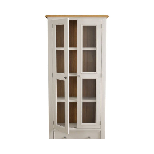 Hemsby Oak and Soft White Painted Glazed Display Cabinet