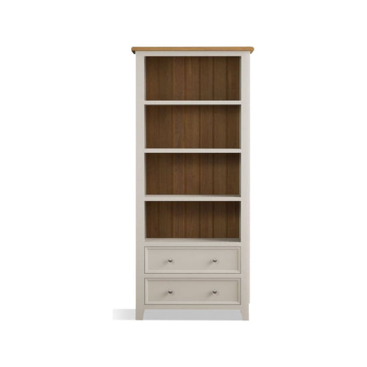 Hemsby Oak and Soft White Painted Tall Bookcase